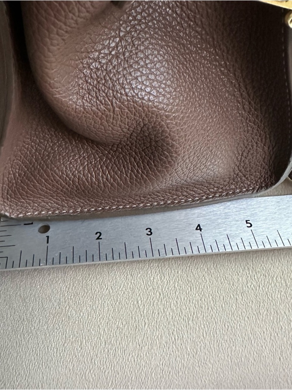 Genuine Leather Mini Satchel Taupe Brown | Crossbody Top Handle | Structured Bag - Picture 11 of 16